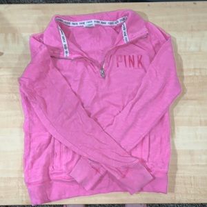 Pink PINK quarter zip sweatshirt flaw in pictures. Has pockets